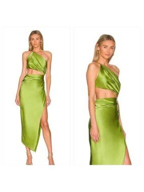 the sei one shoulder cut out dress The Sei x REVOLVE One Shoulder Cut Out Gown in Gold Lame